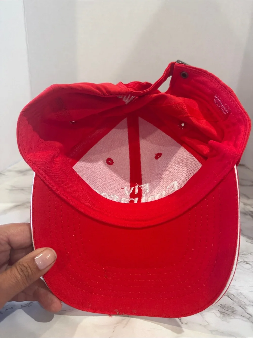 Adjustable Red Fly Emirates Baseball Cap NEW White Embroidery One Size Fits Most